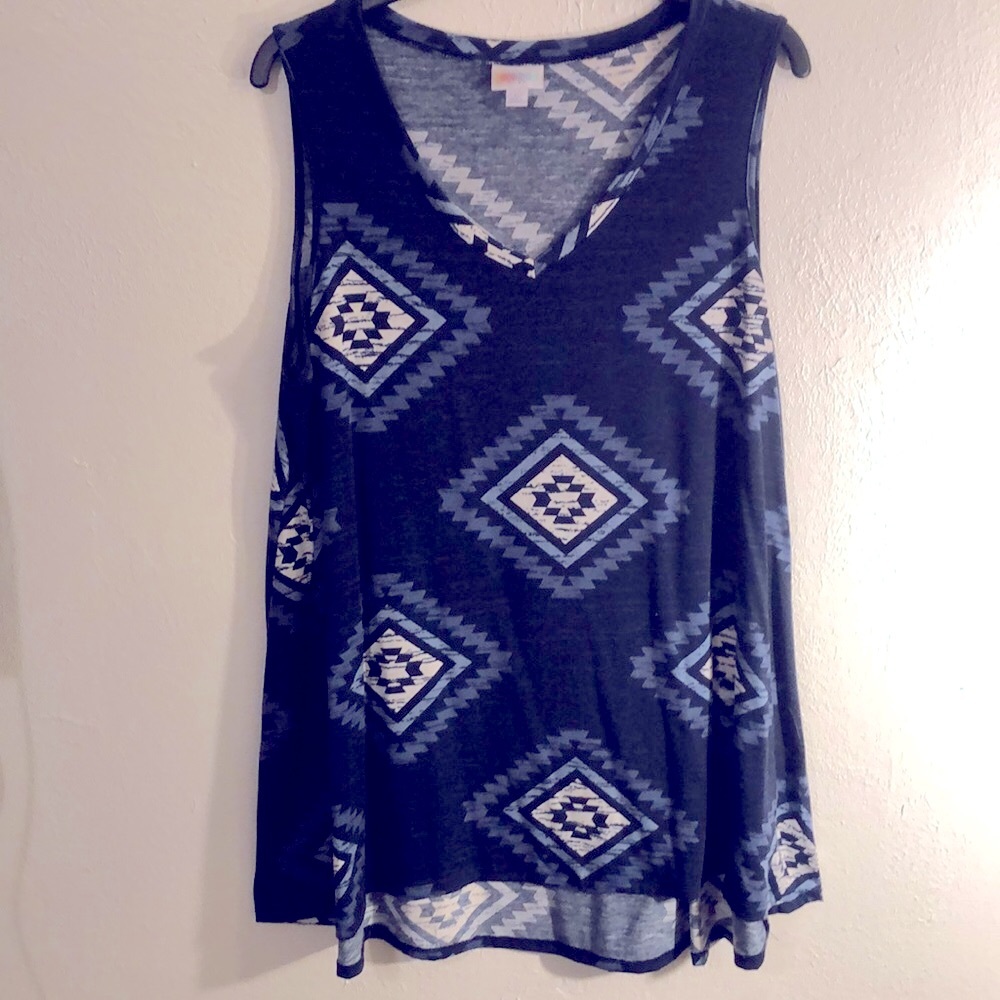 Oversized Lula Roe Tank Blue Aztec